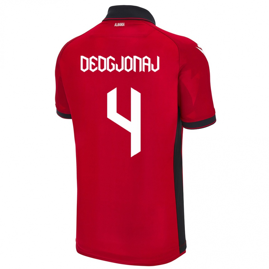 Kids Football Albania Leonora Dedgjonaj #4 Red Home Jersey 24-26 T-Shirt Za