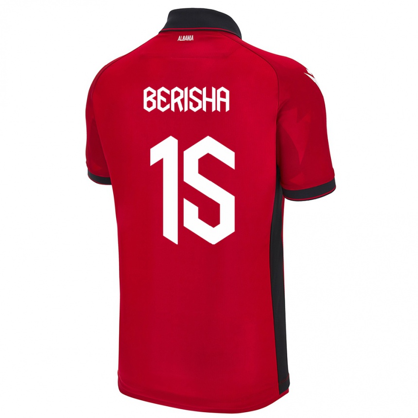 Kids Football Albania Gresa Berisha #15 Red Home Jersey 24-26 T-Shirt Za