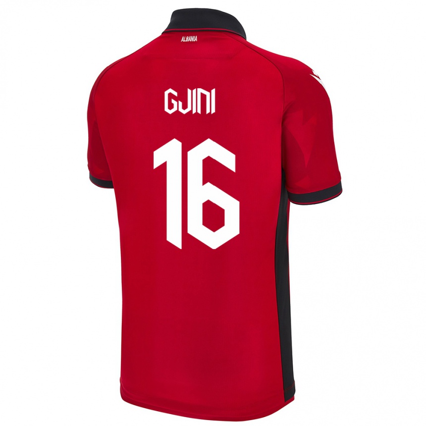 Kids Football Albania Luçije Gjini #16 Red Home Jersey 24-26 T-Shirt Za