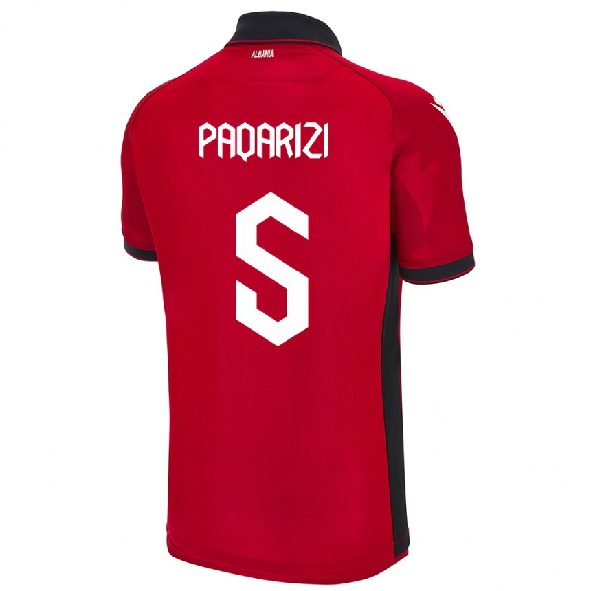 Kids Football Albania Vesa Paqarizi #5 Red Home Jersey 24-26 T-Shirt Za