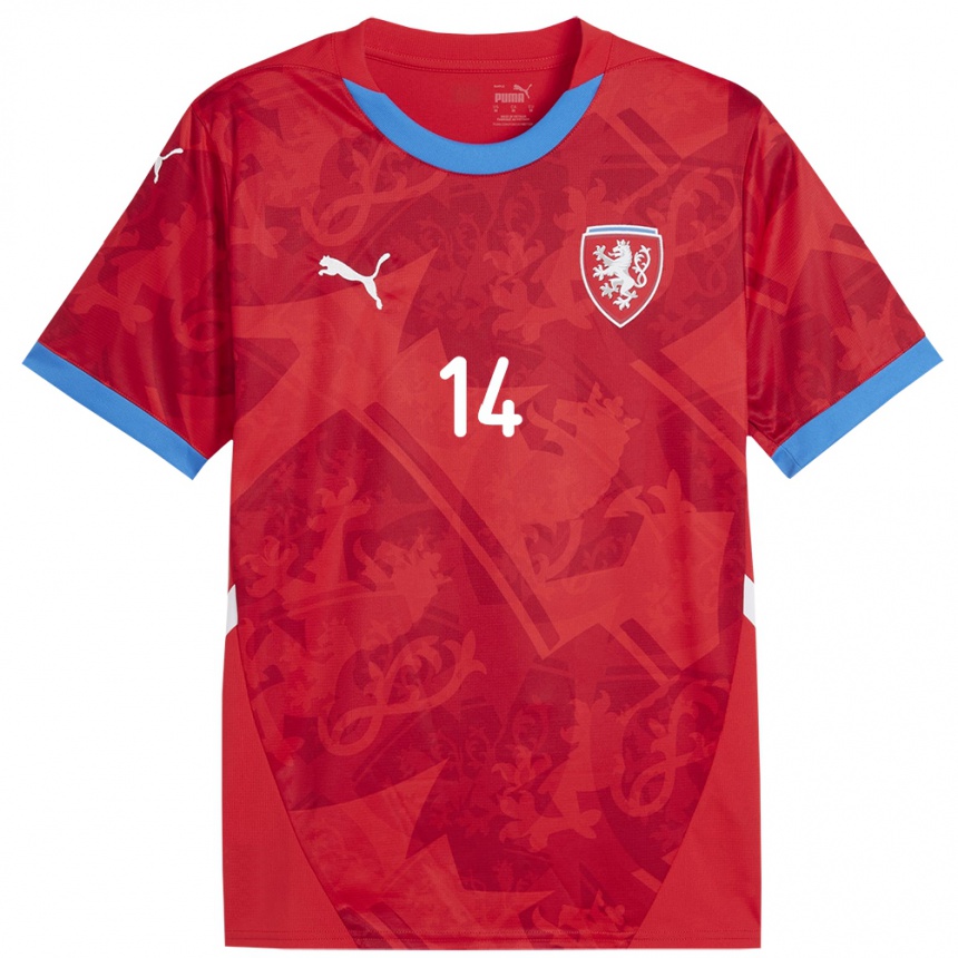 Kids Football Czech Republic David Barcot #14 Red Home Jersey 24-26 T-Shirt Za