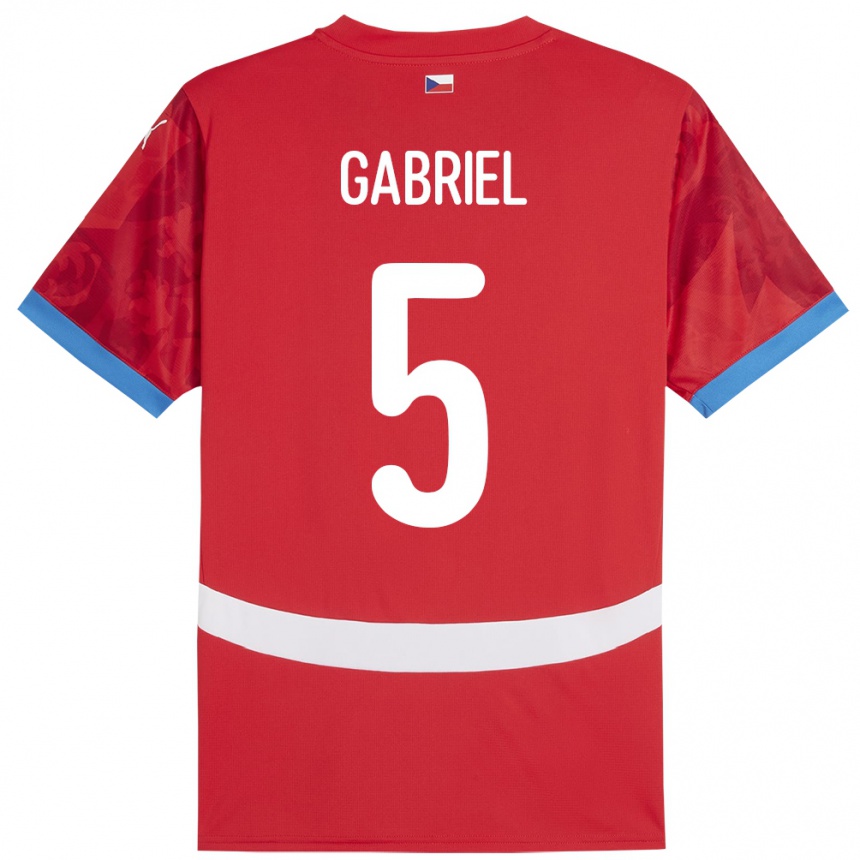 Kids Football Czech Republic Adam Gabriel #5 Red Home Jersey 24-26 T-Shirt Za