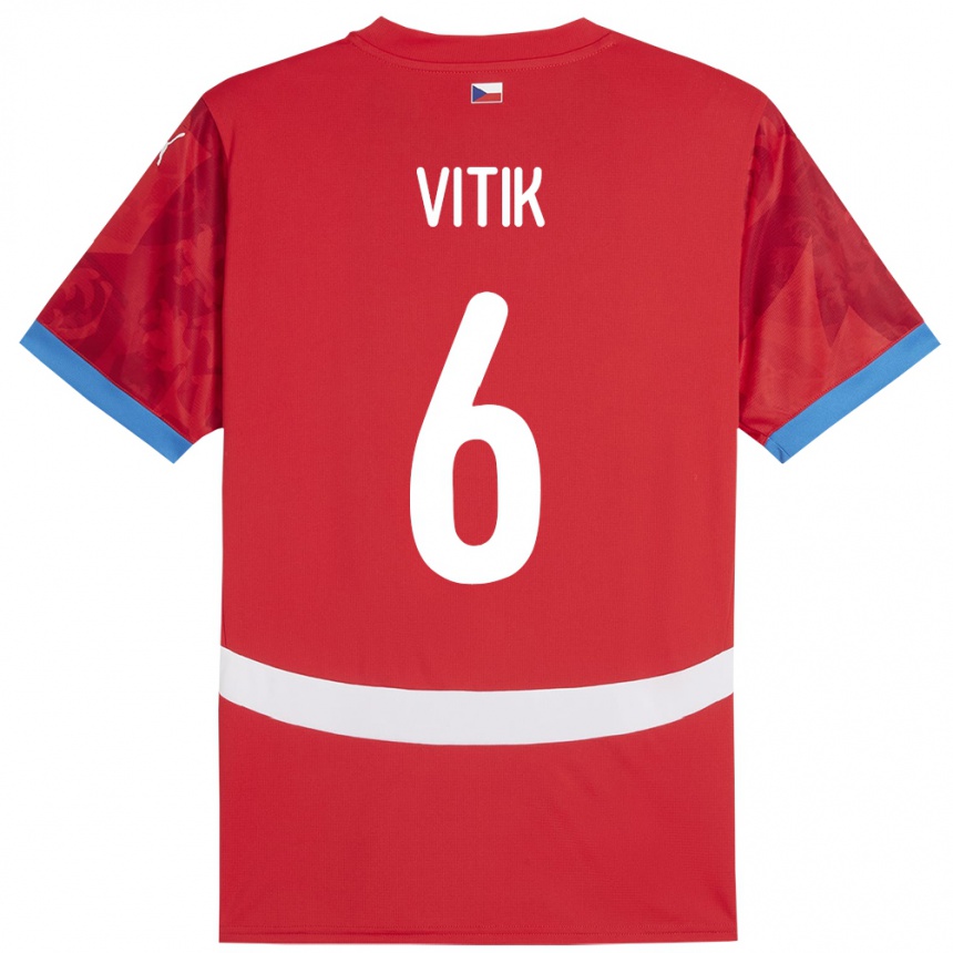 Kids Football Czech Republic Martin Vitík #6 Red Home Jersey 24-26 T-Shirt Za