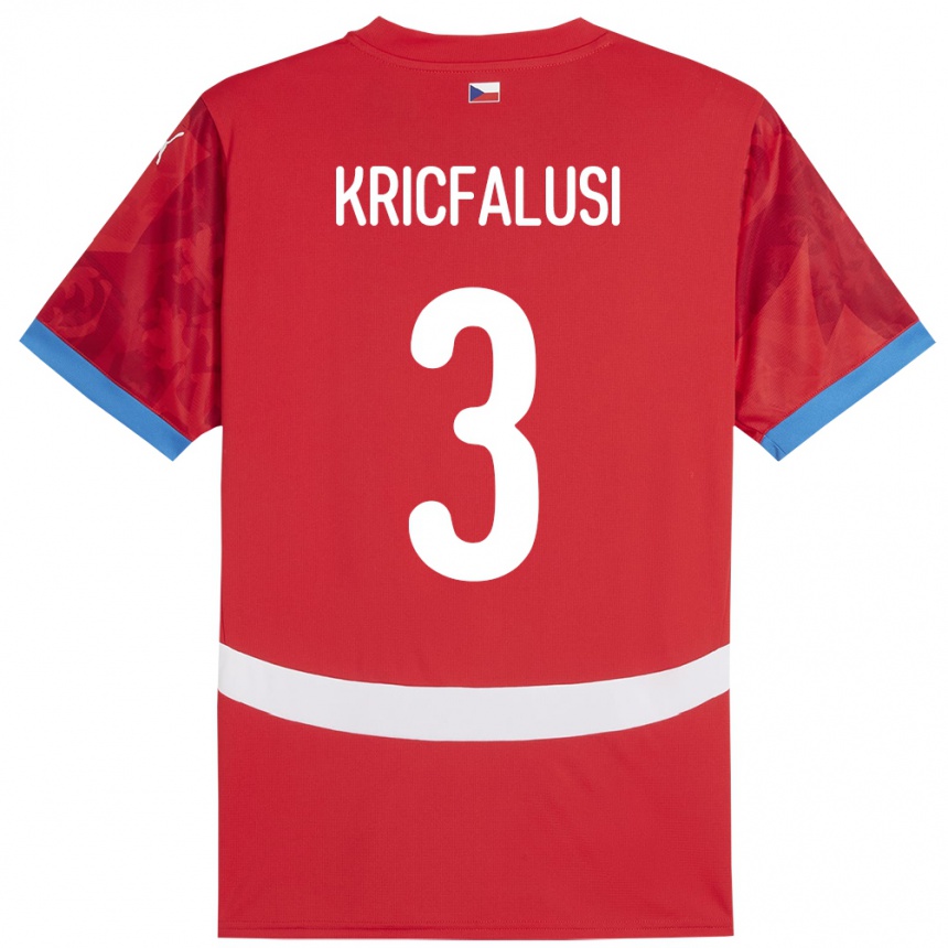 Kids Football Czech Republic Ondrej Kricfalusi #3 Red Home Jersey 24-26 T-Shirt Za