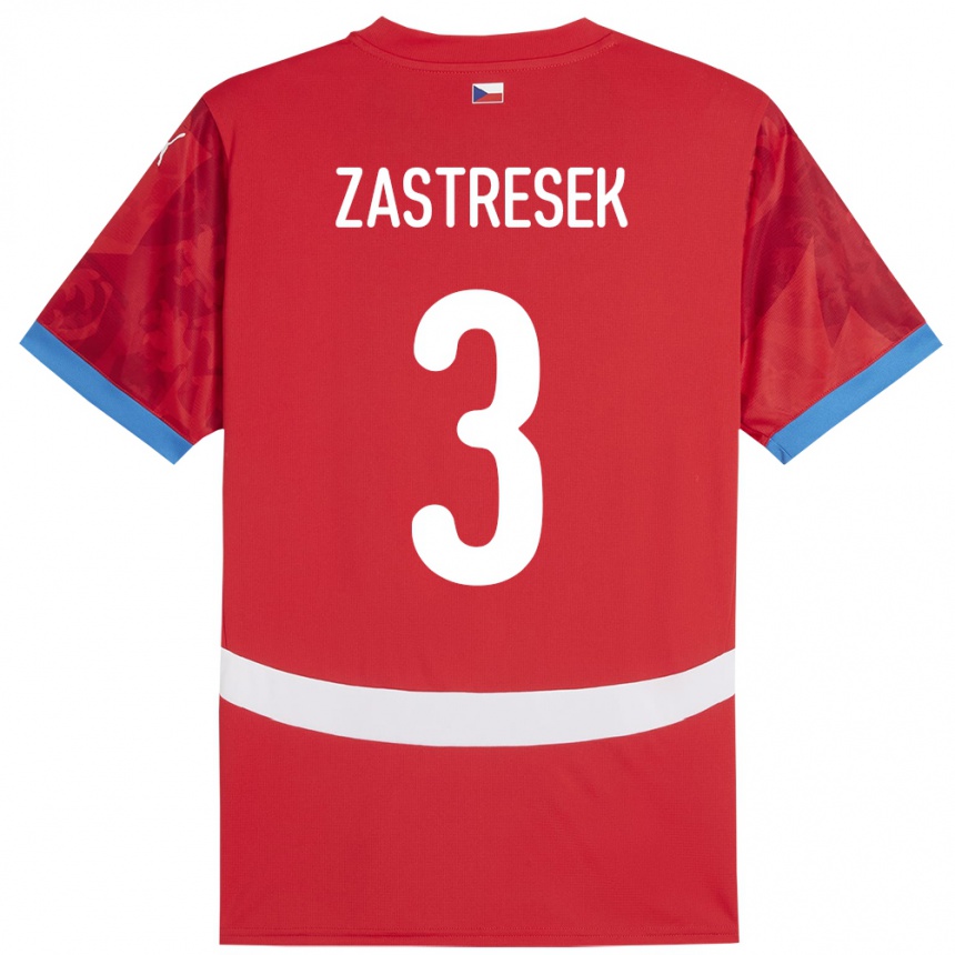 Kids Football Czech Republic Matous Zastresek #3 Red Home Jersey 24-26 T-Shirt Za