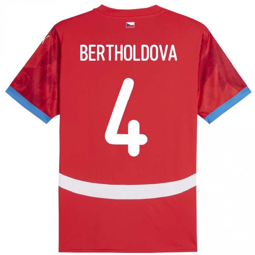 Kids Football Czech Republic Petra Bertholdová #4 Red Home Jersey 24-26 T-Shirt Za