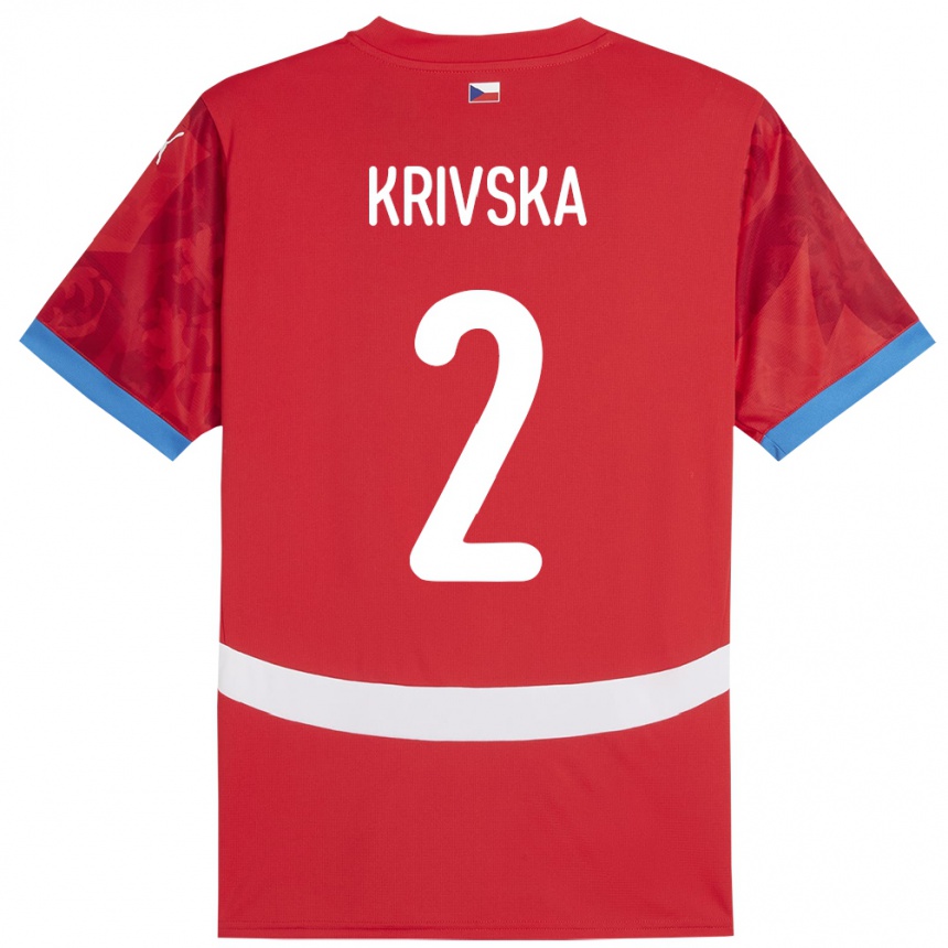 Kids Football Czech Republic Karolína Křivská #2 Red Home Jersey 24-26 T-Shirt Za