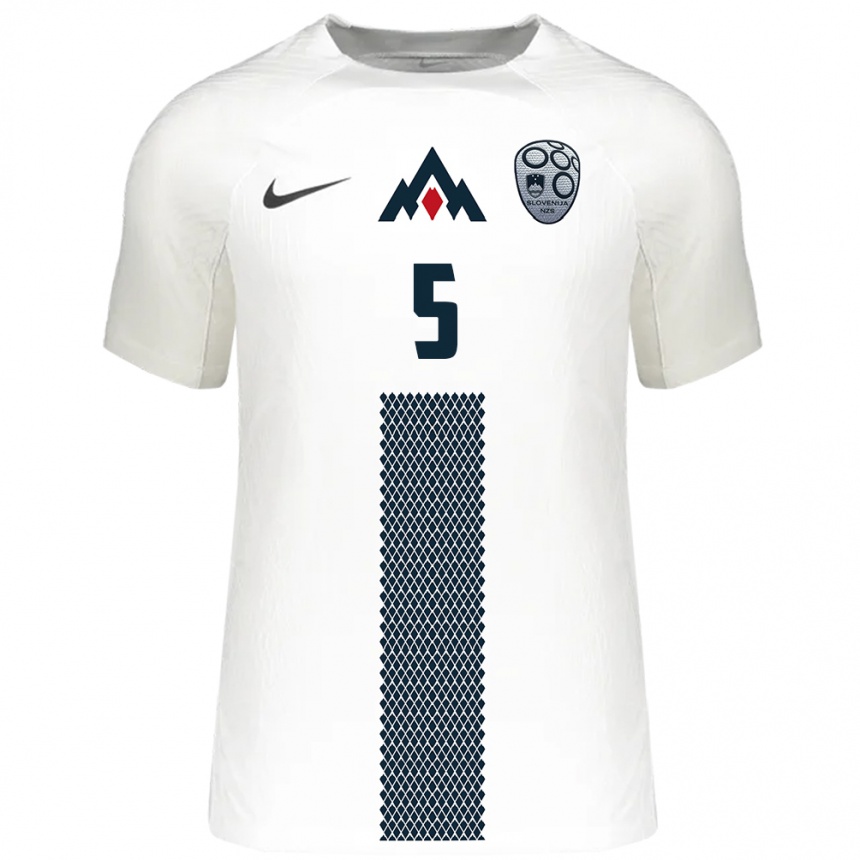 Kids Football Slovenia Naja Poje Mihelič #5 White Home Jersey 24-26 T-Shirt Za