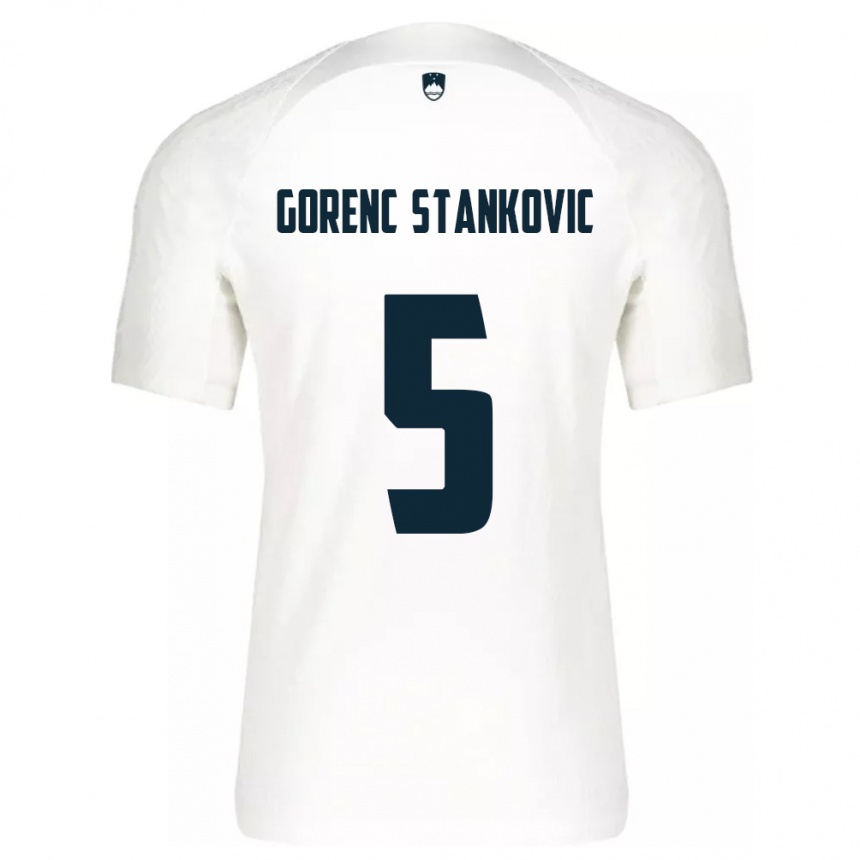 Kids Football Slovenia Jon Gorenc Stankovic #5 White Home Jersey 24-26 T-Shirt Za