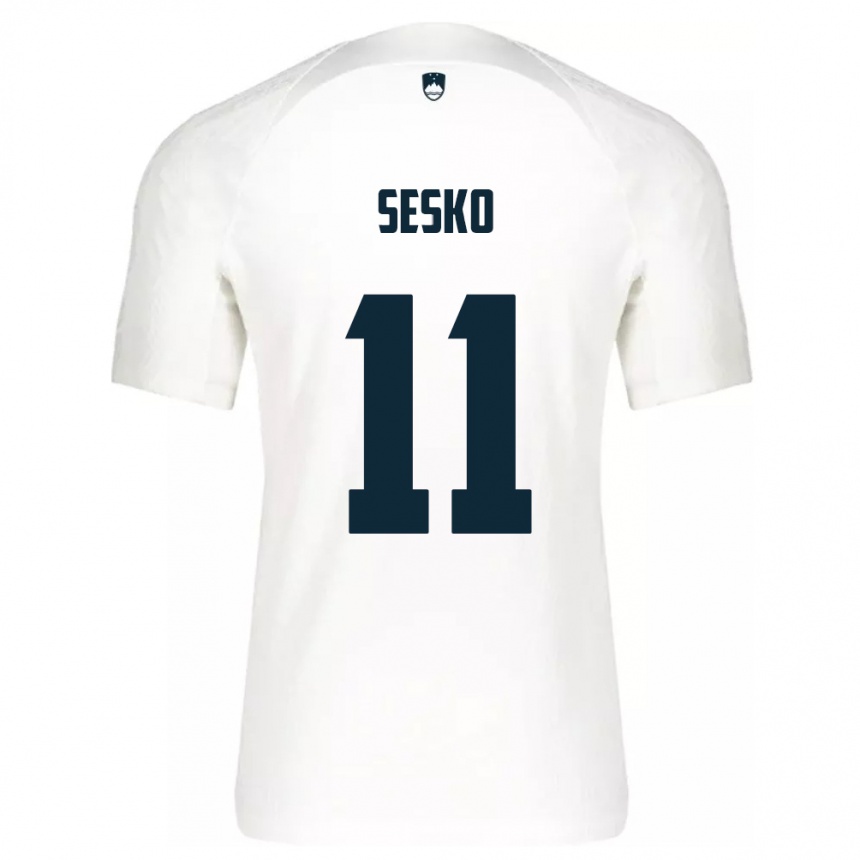 Kids Football Slovenia Benjamin Sesko #11 White Home Jersey 24-26 T-Shirt Za