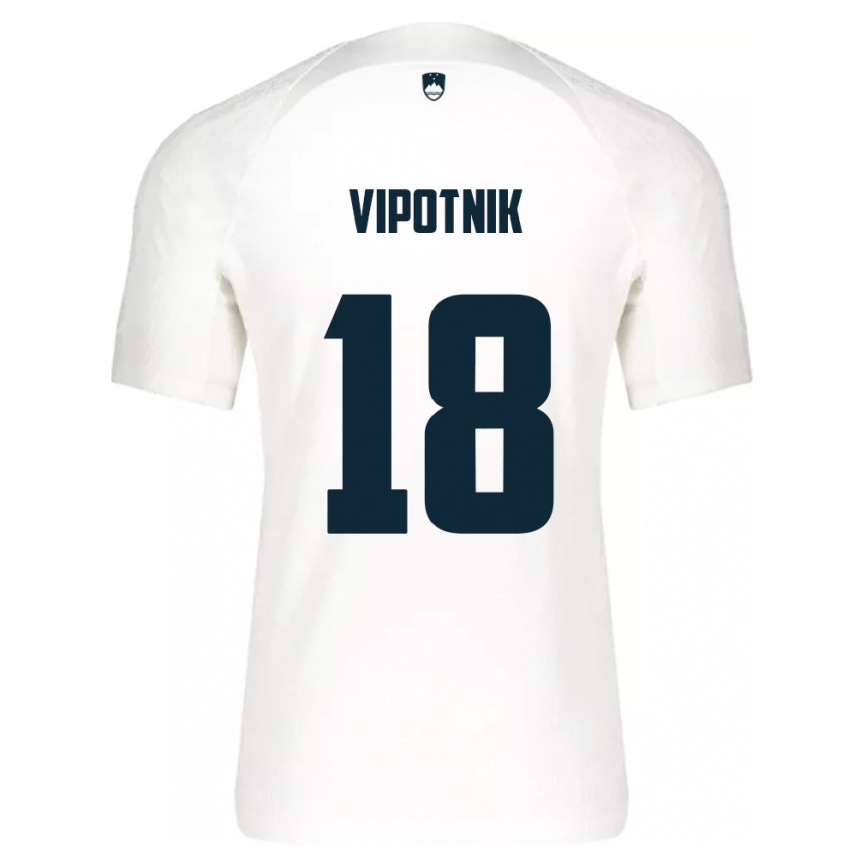 Kids Football Slovenia Zan Vipotnik #18 White Home Jersey 24-26 T-Shirt Za