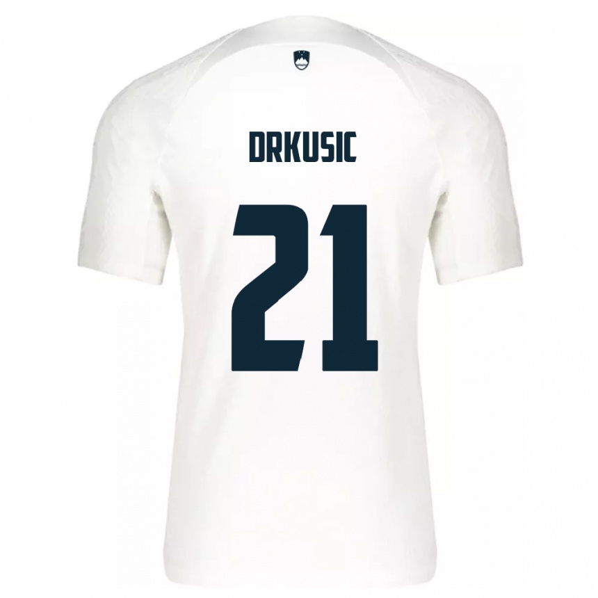 Kids Football Slovenia Vanja Drkusic #21 White Home Jersey 24-26 T-Shirt Za