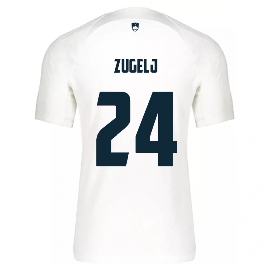 Kids Football Slovenia Nino Zugelj #24 White Home Jersey 24-26 T-Shirt Za