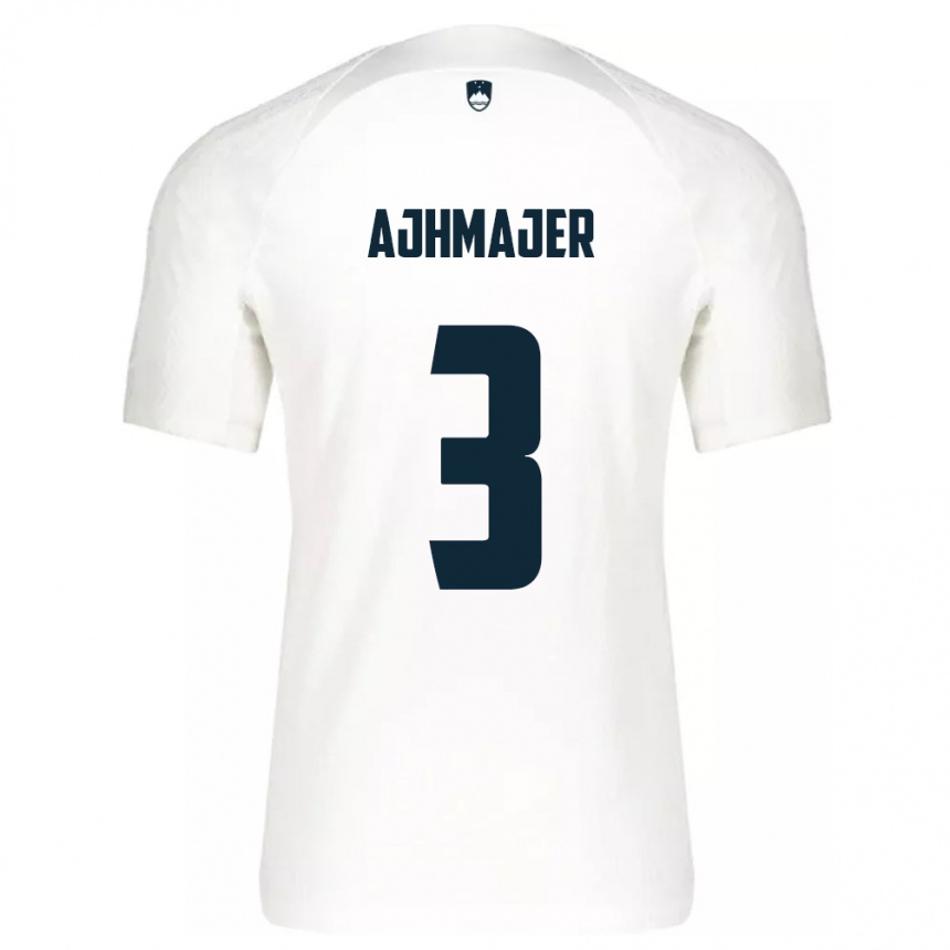 Kids Football Slovenia Nejc Ajhmajer #3 White Home Jersey 24-26 T-Shirt Za