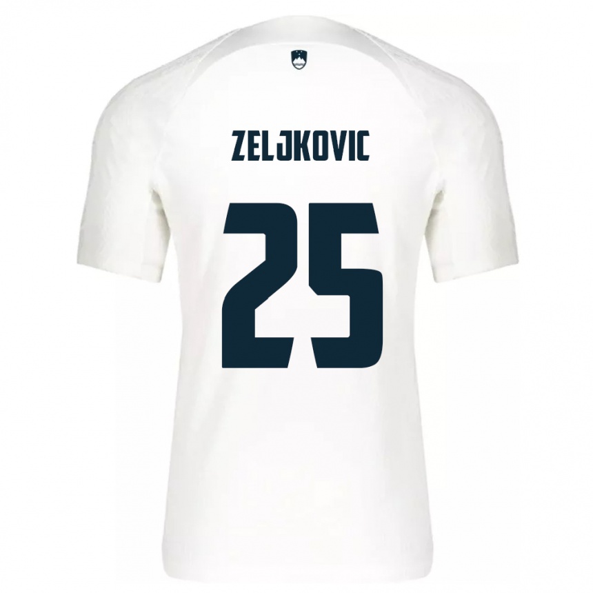 Kids Football Slovenia Adrian Zeljkovic #25 White Home Jersey 24-26 T-Shirt Za