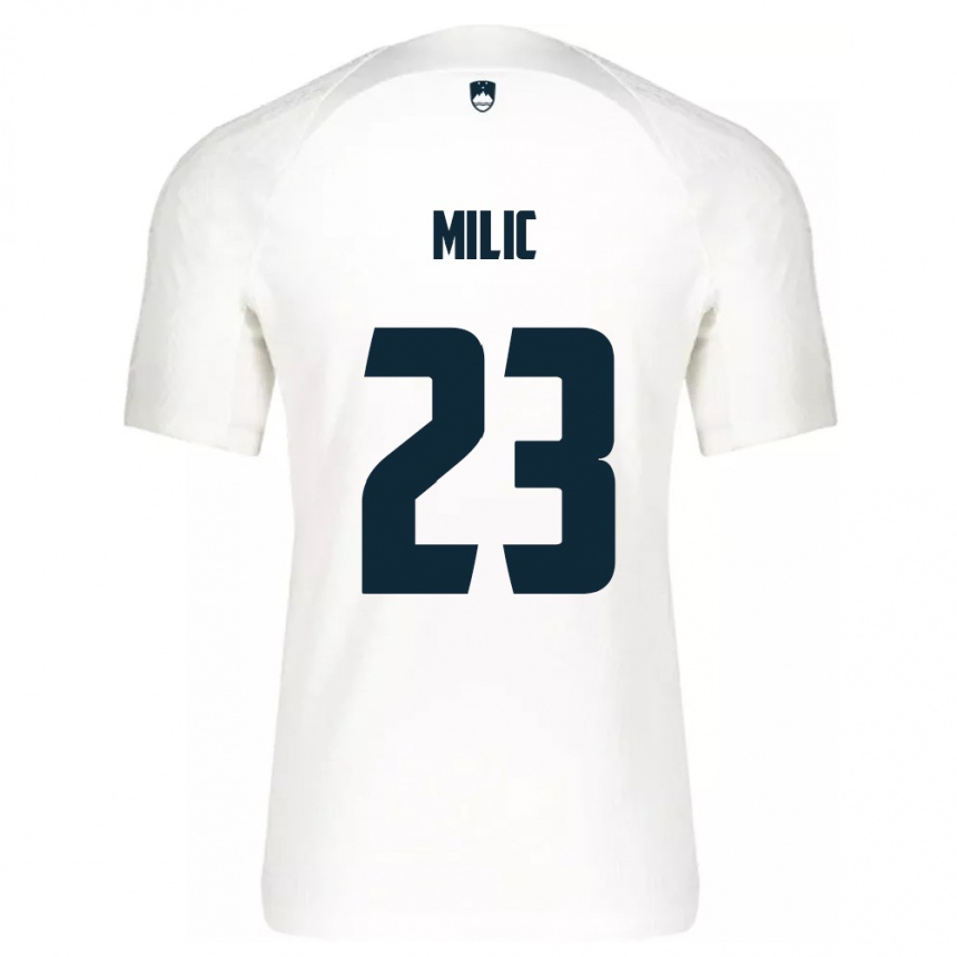 Kids Football Slovenia Nino Milic #23 White Home Jersey 24-26 T-Shirt Za