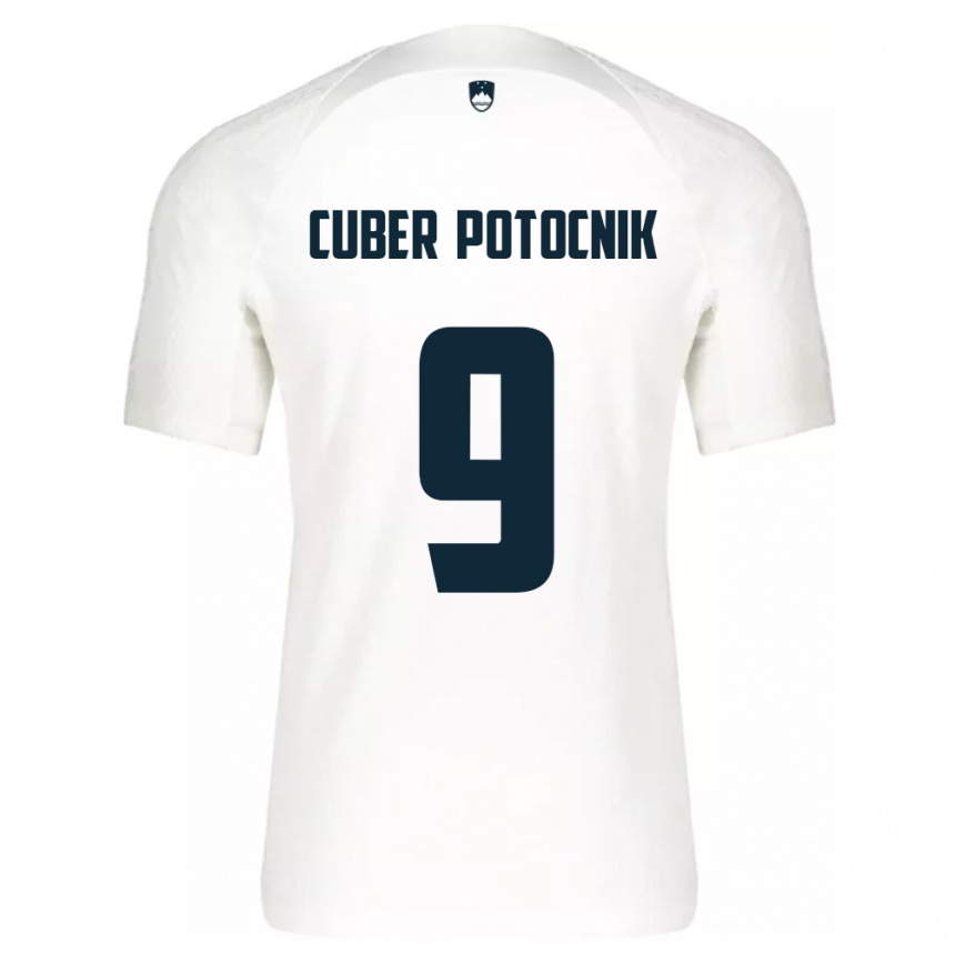 Kids Football Slovenia Jaka Cuber Potocnik #9 White Home Jersey 24-26 T-Shirt Za