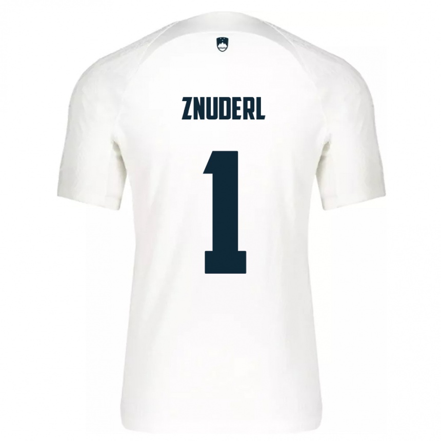 Kids Football Slovenia Tai Znuderl #1 White Home Jersey 24-26 T-Shirt Za