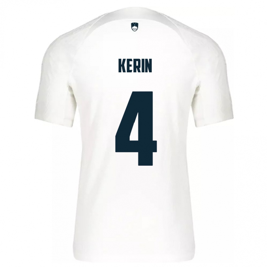 Kids Football Slovenia Mark Kerin #4 White Home Jersey 24-26 T-Shirt Za