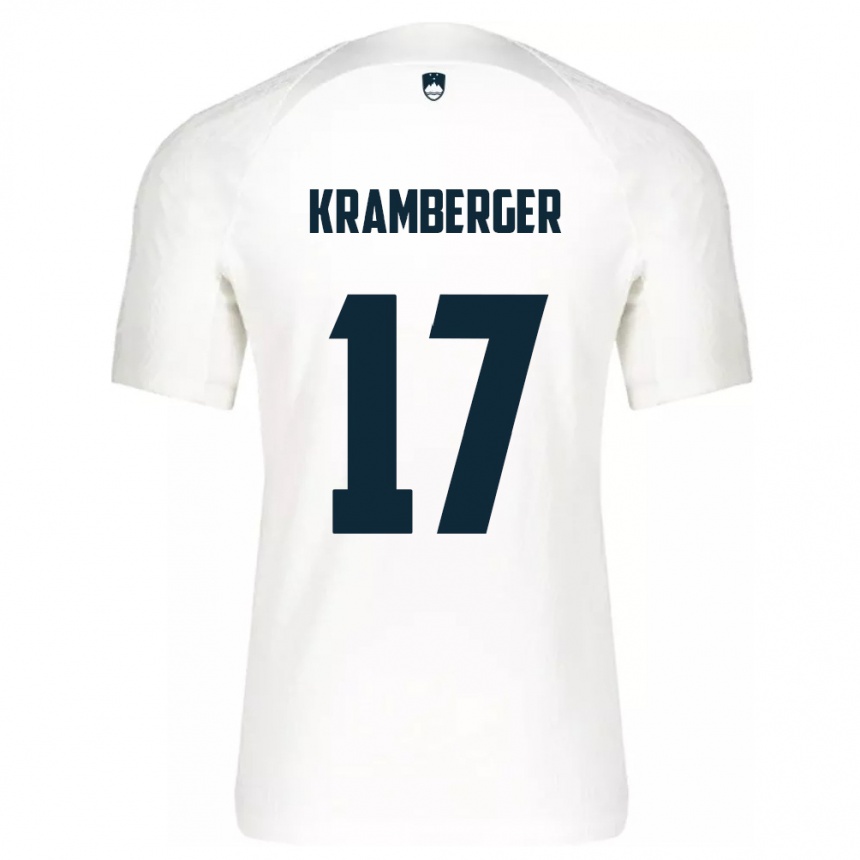 Kids Football Slovenia Enej Kramberger #17 White Home Jersey 24-26 T-Shirt Za