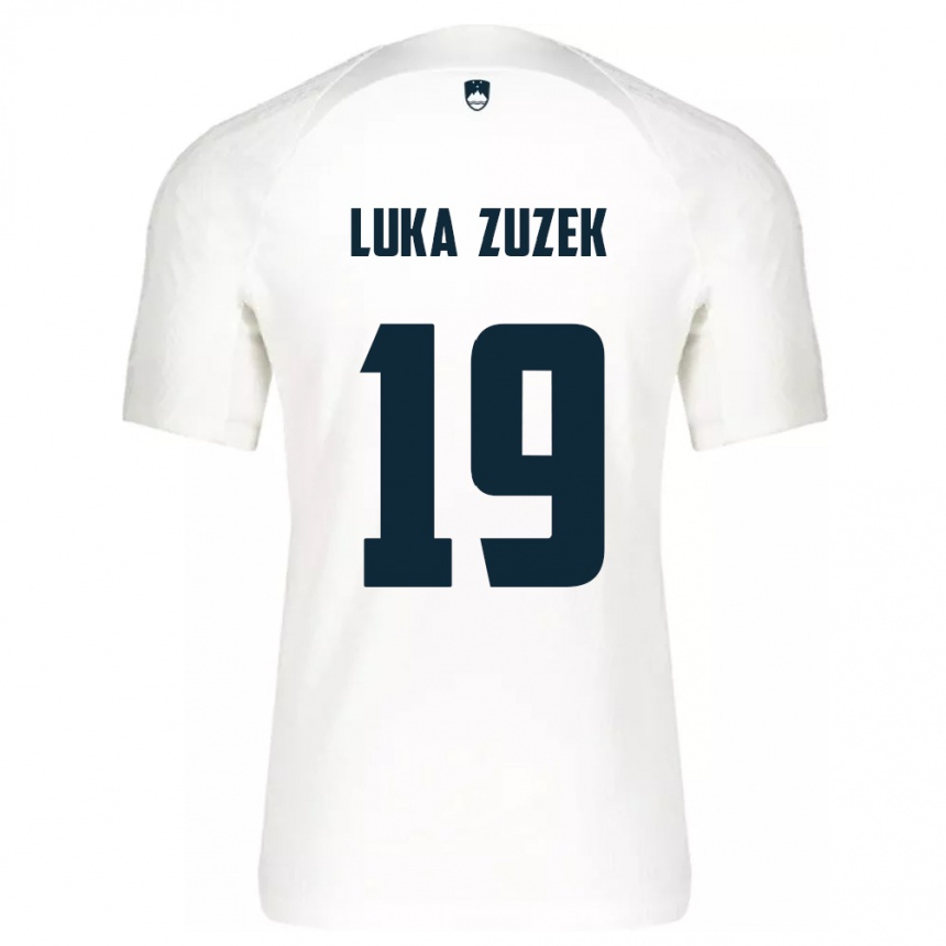 Kids Football Slovenia Zan Luka Zuzek #19 White Home Jersey 24-26 T-Shirt Za