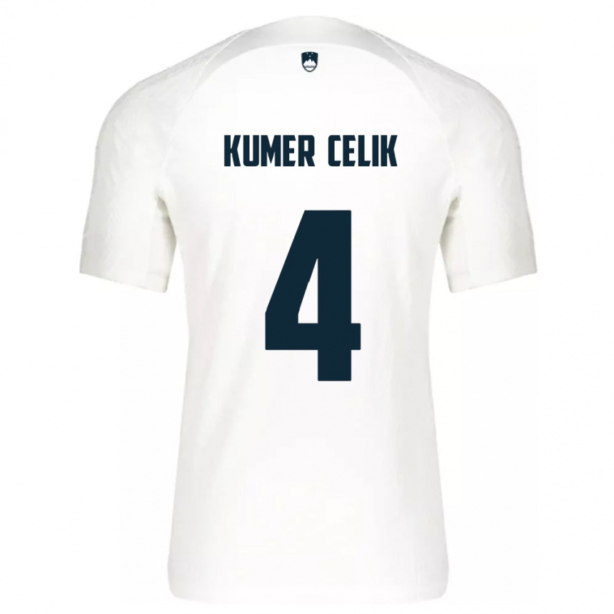 Kids Football Slovenia An Kumer Celik #4 White Home Jersey 24-26 T-Shirt Za