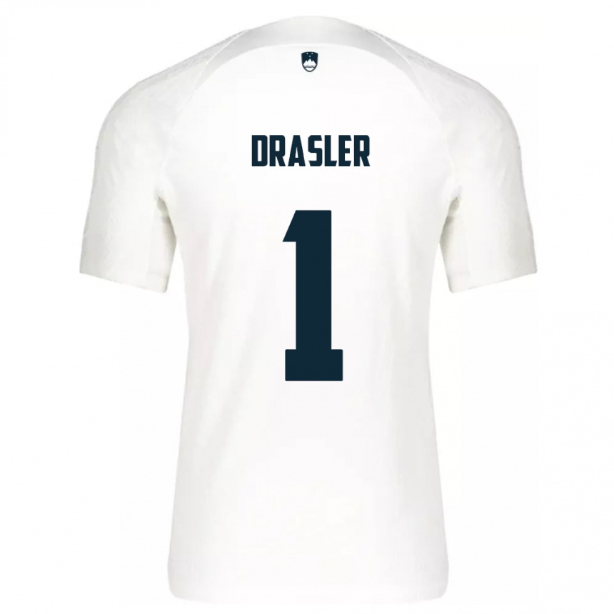 Kids Football Slovenia Iztok Drasler #1 White Home Jersey 24-26 T-Shirt Za