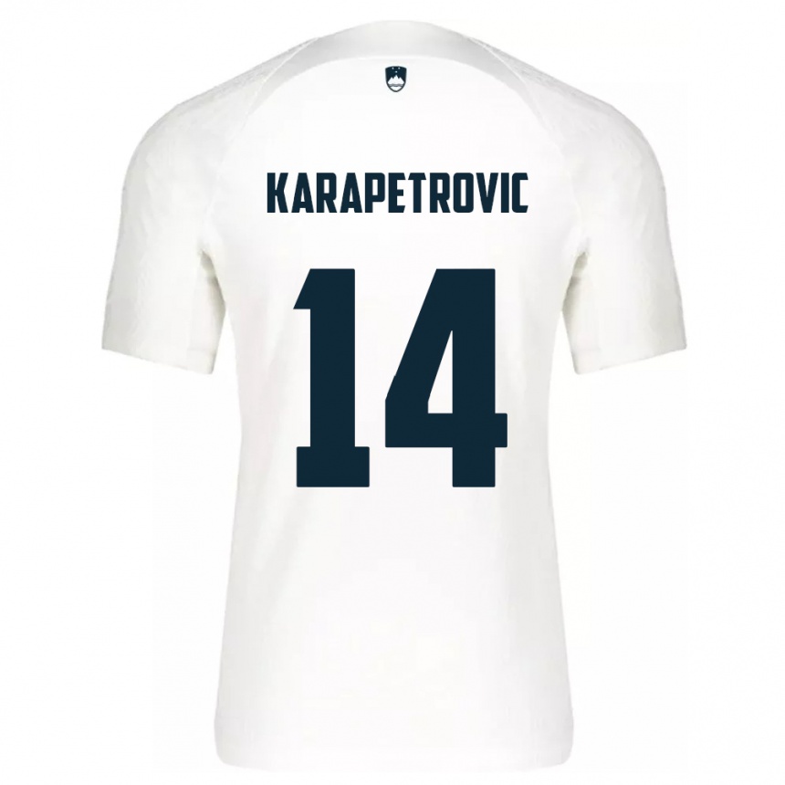 Kids Football Slovenia Luka Karapetrovic #14 White Home Jersey 24-26 T-Shirt Za