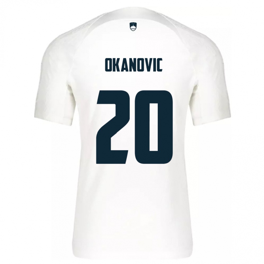 Kids Football Slovenia Deen Okanovic #20 White Home Jersey 24-26 T-Shirt Za