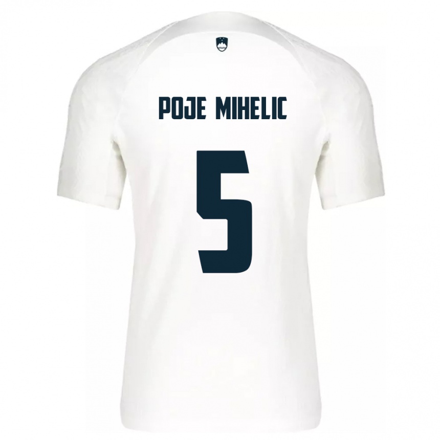 Kids Football Slovenia Naja Poje Mihelič #5 White Home Jersey 24-26 T-Shirt Za