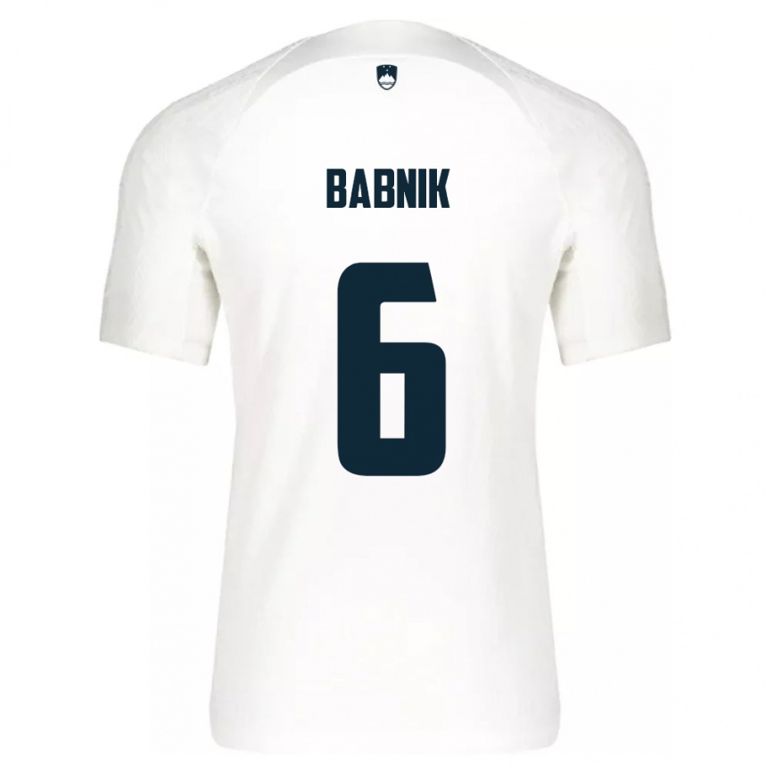 Kids Football Slovenia Nika Babnik #6 White Home Jersey 24-26 T-Shirt Za