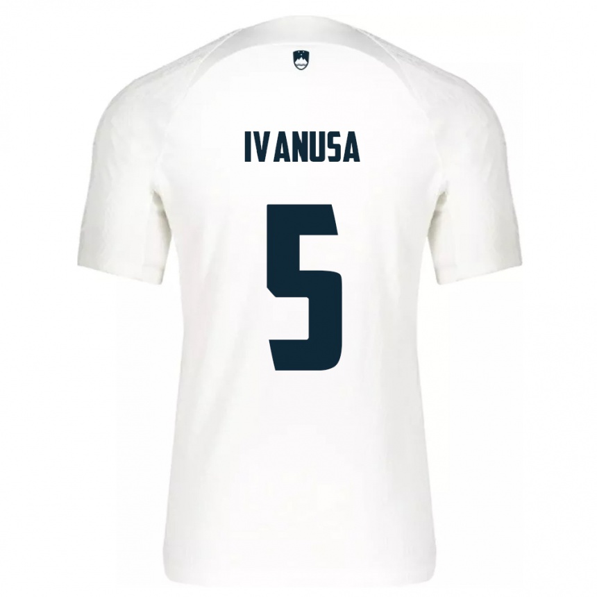 Kids Football Slovenia Lara Ivanuša #5 White Home Jersey 24-26 T-Shirt Za