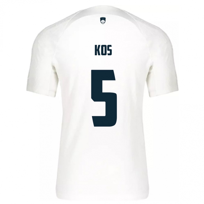 Kids Football Slovenia Evelina Kos #5 White Home Jersey 24-26 T-Shirt Za