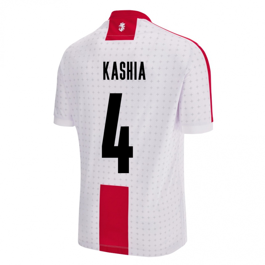 Kids Football Georgia Guram Kashia #4 White Home Jersey 24-26 T-Shirt Za