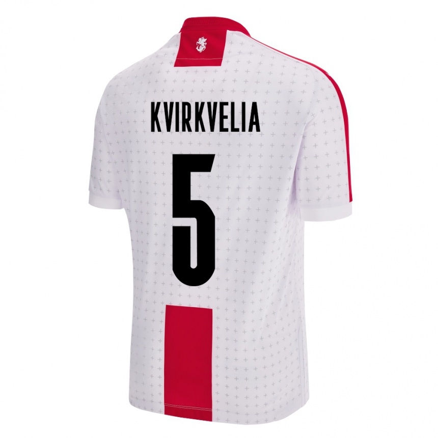 Kids Football Georgia Solomon Kvirkvelia #5 White Home Jersey 24-26 T-Shirt Za