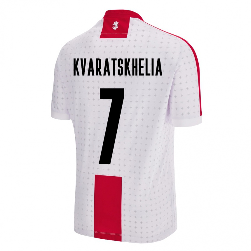 Kids Football Georgia Khvicha Kvaratskhelia #7 White Home Jersey 24-26 T-Shirt Za