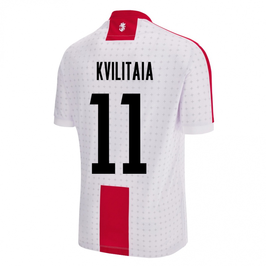 Kids Football Georgia Giorgi Kvilitaia #11 White Home Jersey 24-26 T-Shirt Za