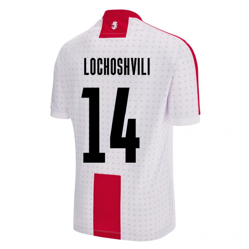 Kids Football Georgia Luka Lochoshvili #14 White Home Jersey 24-26 T-Shirt Za