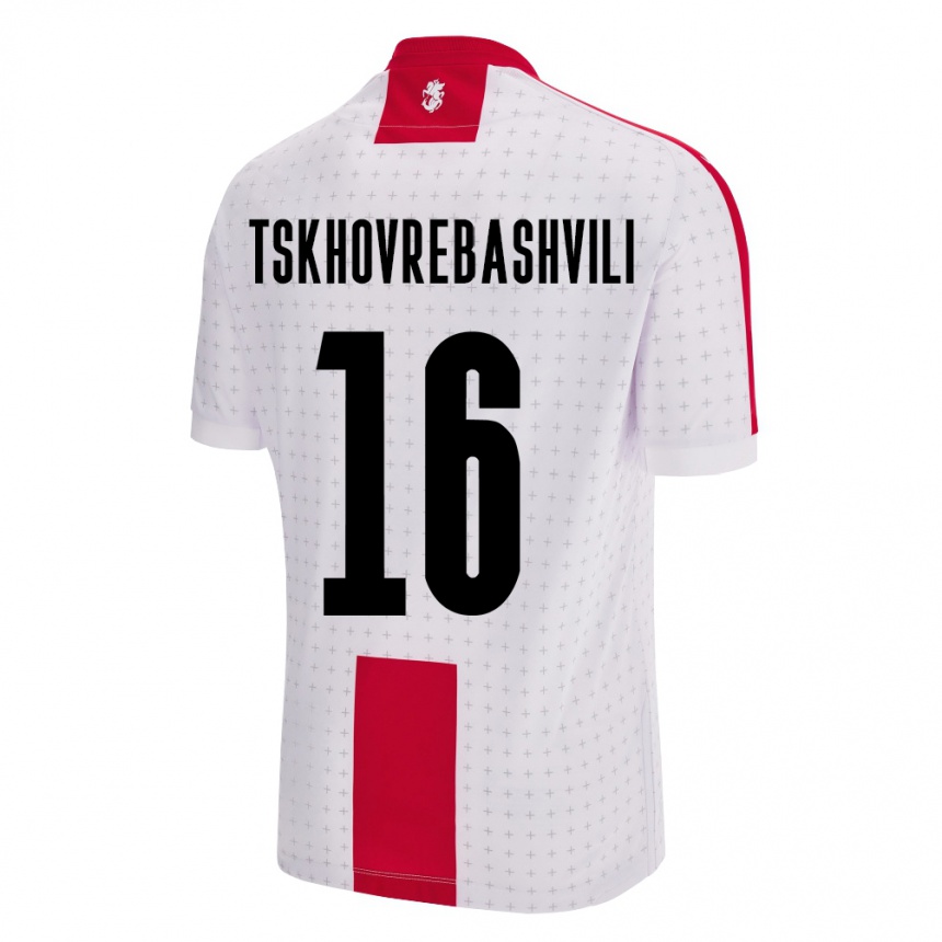 Kids Football Georgia Nikoloz Tskhovrebashvili #16 White Home Jersey 24-26 T-Shirt Za