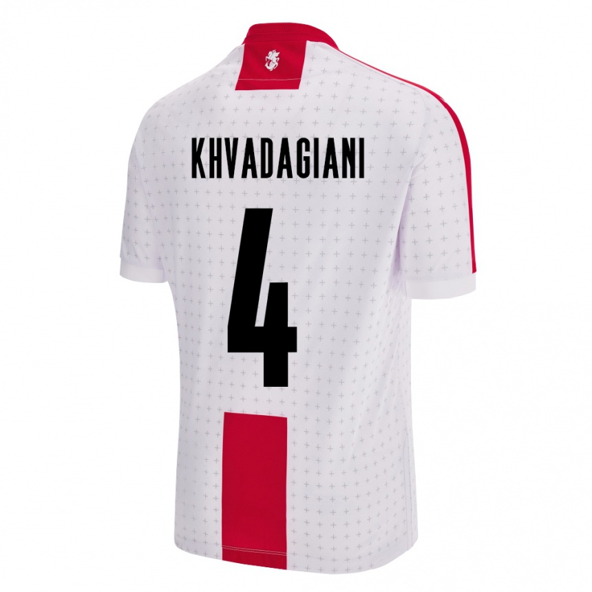 Kids Football Georgia Saba Khvadagiani #4 White Home Jersey 24-26 T-Shirt Za