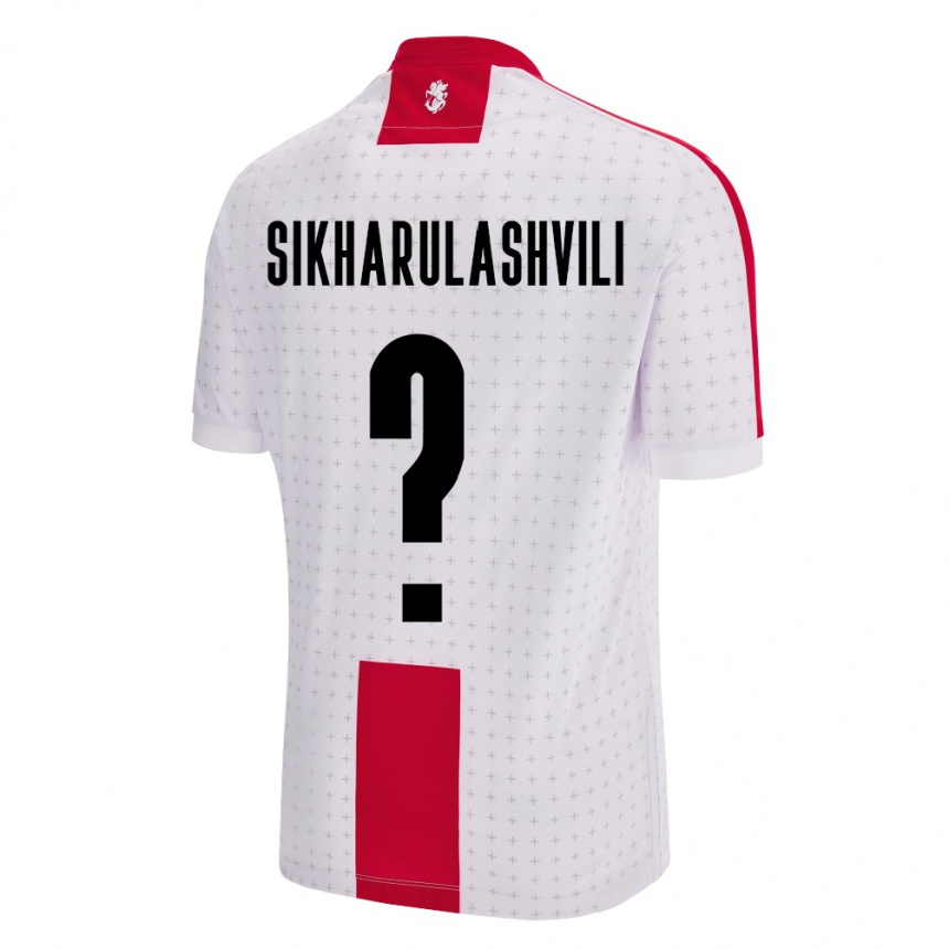 Kids Football Georgia Nika Sikharulashvili #0 White Home Jersey 24-26 T-Shirt Za