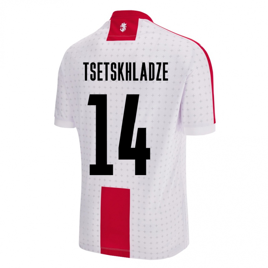 Kids Football Georgia Nikoloz Tsetskhladze #14 White Home Jersey 24-26 T-Shirt Za