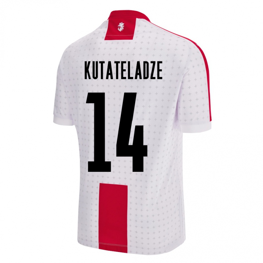 Kids Football Georgia Alexandre Kutateladze #14 White Home Jersey 24-26 T-Shirt Za