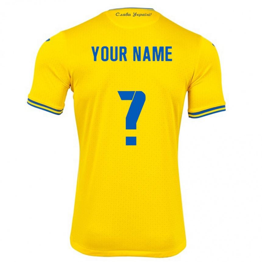 Kids Football Ukraine Your Name #0 Yellow Home Jersey 24-26 T-Shirt Za