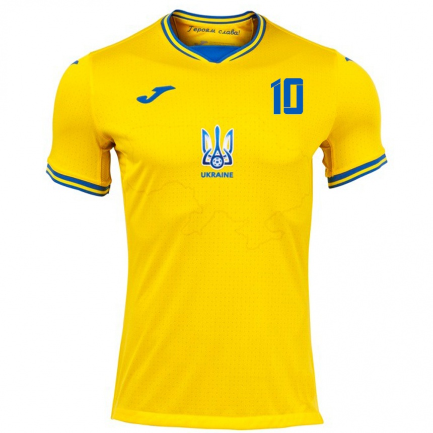 Kids Football Ukraine Bogdan Popov #10 Yellow Home Jersey 24-26 T-Shirt Za