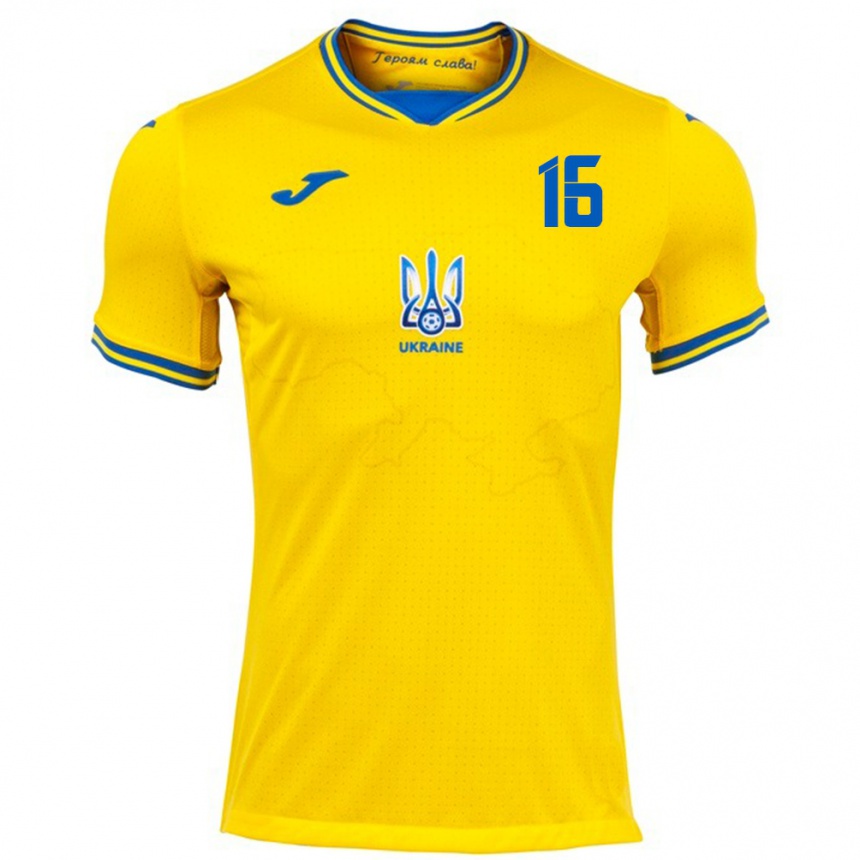 Kids Football Ukraine Oleksandr Martynyuk #16 Yellow Home Jersey 24-26 T-Shirt Za