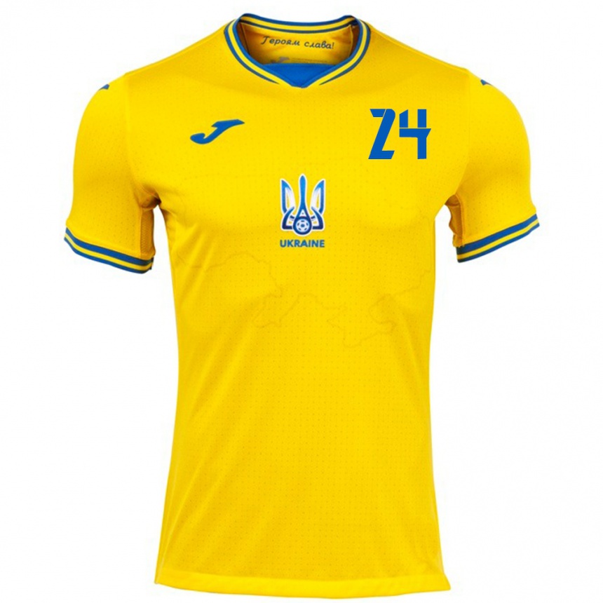 Kids Football Ukraine Oleksandr Tymchyk #24 Yellow Home Jersey 24-26 T-Shirt Za