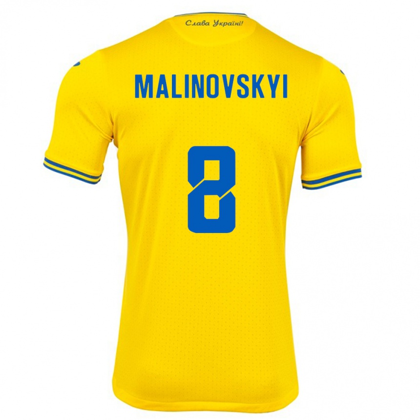 Kids Football Ukraine Ruslan Malinovskyi #8 Yellow Home Jersey 24-26 T-Shirt Za