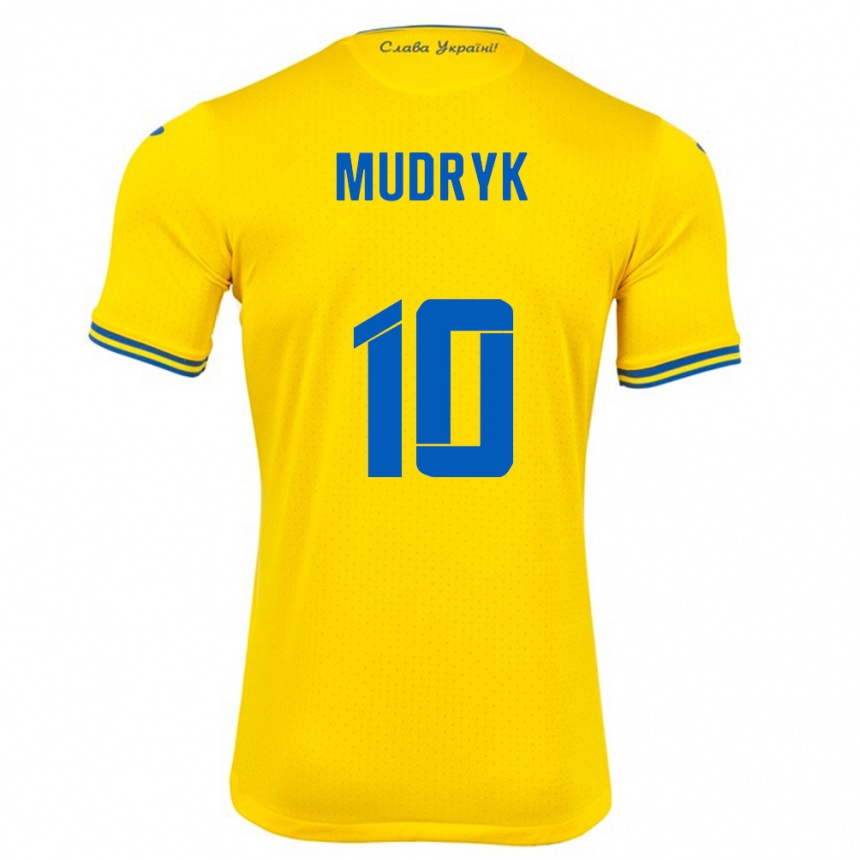 Kids Football Ukraine Mykhaylo Mudryk #10 Yellow Home Jersey 24-26 T-Shirt Za