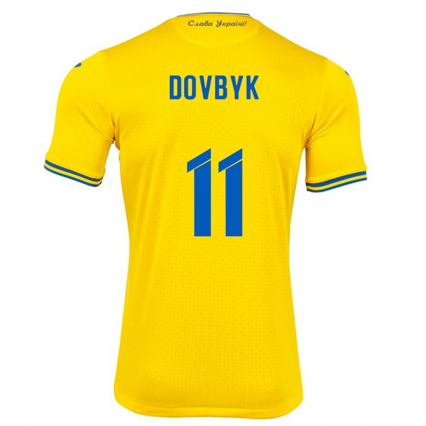 Kids Football Ukraine Artem Dovbyk #11 Yellow Home Jersey 24-26 T-Shirt Za